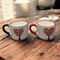Juego de 2 Tazas de Cerámica Artesanal con Diseño de Árbol y Corazón en Relieve