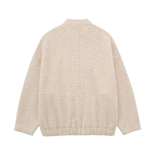 Camisa de Cuero Minimalista Otoñal con Cuello Alzado y Cierre de Cremallera - Image 18