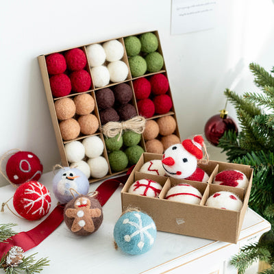 Bola de Fieltro Navideña con Copo de Nieve - Adorno Decorativo