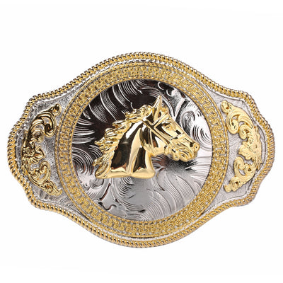 Cinturón Vaquero con Hebilla de Caballo Tallada - Estilo Western Locomotora - Image 3