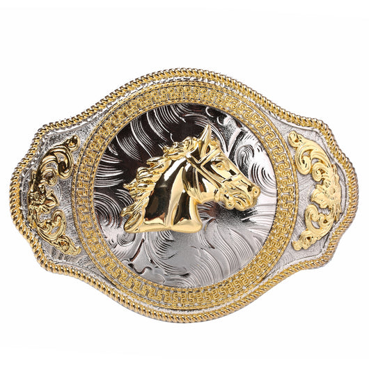 Cinturón Vaquero con Hebilla de Caballo Tallada - Estilo Western Locomotora - Image 3
