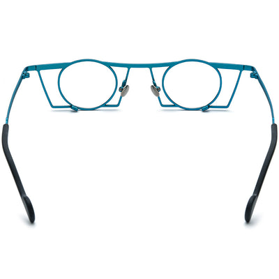Gafas Retro Redondas de Titanio Puro con Combinación de Colores - Image 3