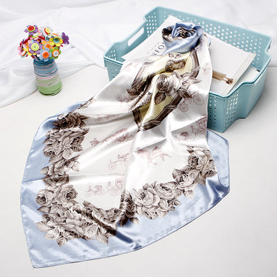 Pañuelo de Seda Artificial Estampado Retro - Accesorio Versátil para Mujer - Image 16