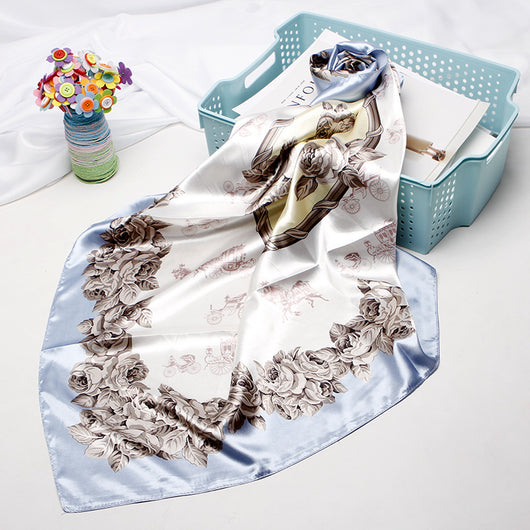 Pañuelo de Seda Artificial Estampado Retro - Accesorio Versátil para Mujer - Image 16