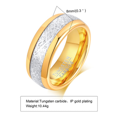 Anillo de Acero Tungsteno Grabado Bicolor Dorado para Hombre 8mm - Image 5