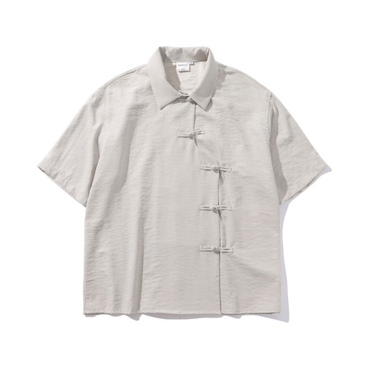 Camisa Corta Estilo Chino Tradicional con Botones de Rana para Hombre - Image 8