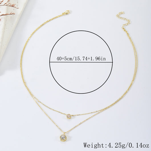 Collar Colgante de Circón Brillante Tridimensional, Cadena de Dos Capas para Mujer - Image 9