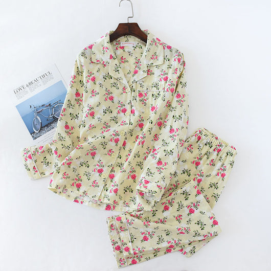 Pijama Estilo Pastoral Japonés para Mujer - Algodón Gasa Manga Larga - Image 14
