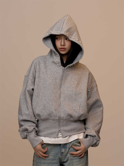 Cardigan Gris con Capucha y Doble Cierre - Image 6
