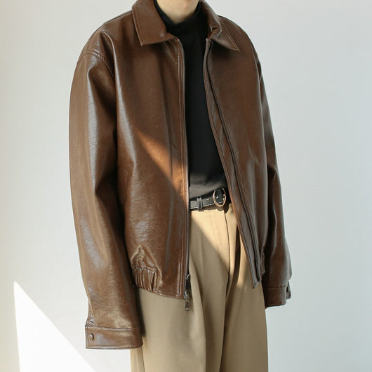 Chaqueta de Cuero Retro Personalizada para Hombre - Image 3