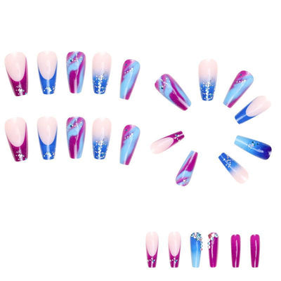 Adhesivos de Uñas Degradado Azul Púrpura - Estilo Francés Premium - Image 2