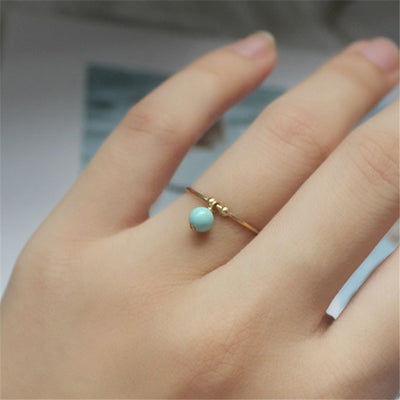 Anillo de Turquesa Natural con Cuentas Transferibles y Dije Pequeño - Image 6