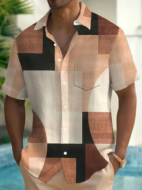 Playera Geométrica Retro con Contraste de Colores en 3D - Image 9