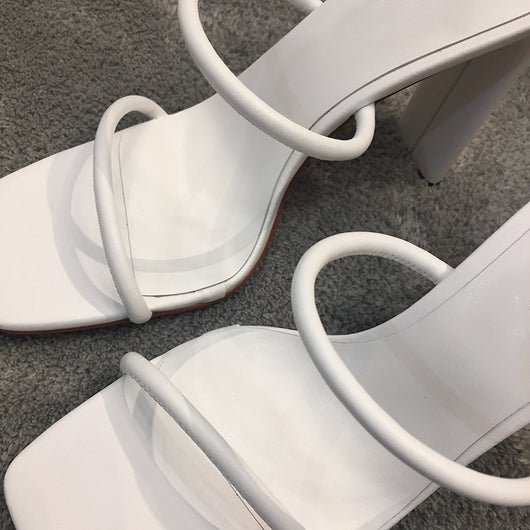 Sandalias de Tacón Cuadrado Ultra Alto Blancas - Estilo Minimalista - Image 7