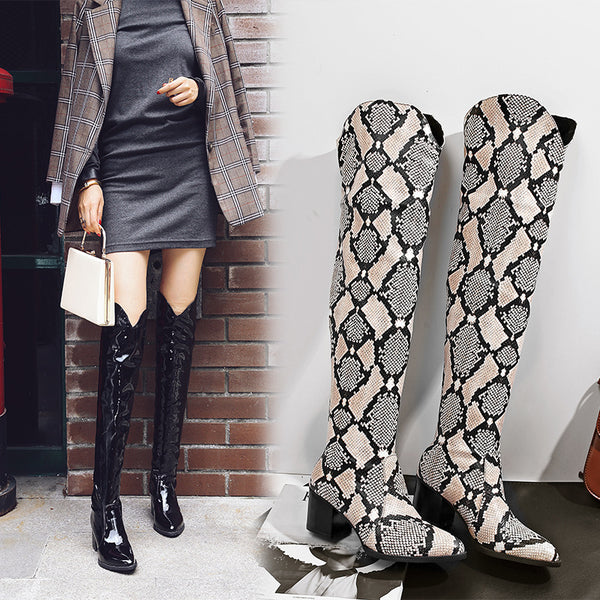 Botas de Mujer Estampado Leopardo Punta Afilada