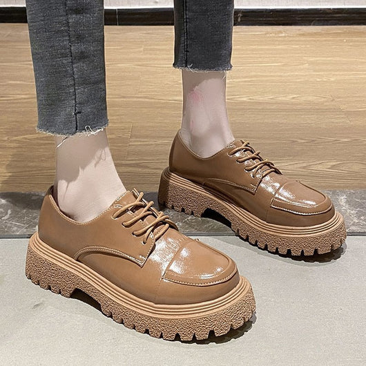 Zapatos de Plataforma Estilo Británico Retro para Mujer - Mocasines de Cuero Primavera - Image 13