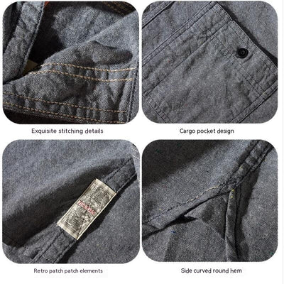 Camisa Casual Retro Slim Fit con Bolsillos para Hombre - Image 10