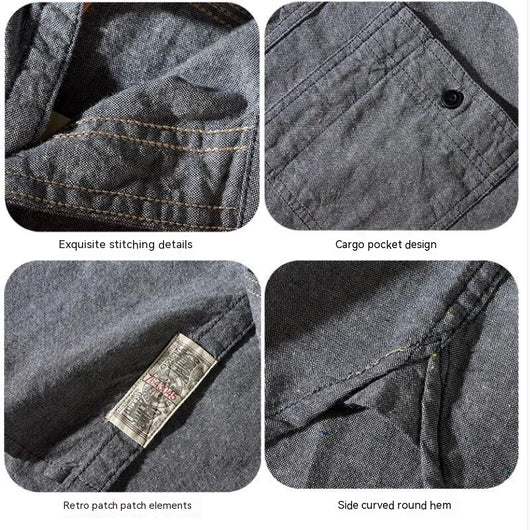 Camisa Casual Retro Slim Fit con Bolsillos para Hombre - Image 10