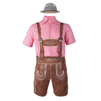 Conjunto Completo para Festival de Cerveza - Overol Denim, Camisa y Gorro - Image 9