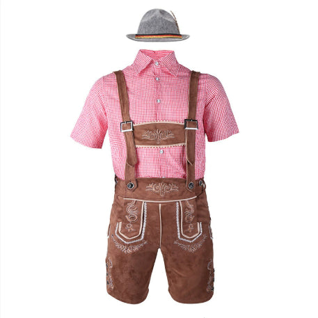Conjunto Completo para Festival de Cerveza - Overol Denim, Camisa y Gorro - Image 9