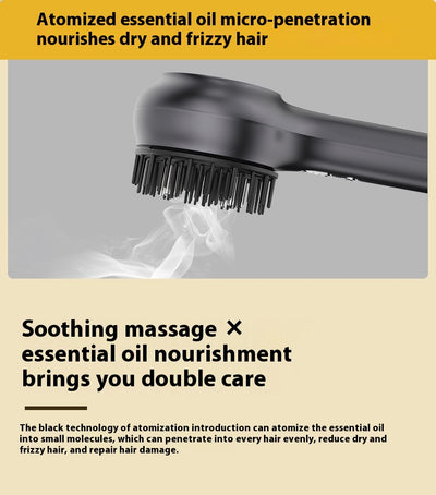 Dark gray electric scalp massage comb with black bristles and red accents, shown with a clear protective cover. - Image 8