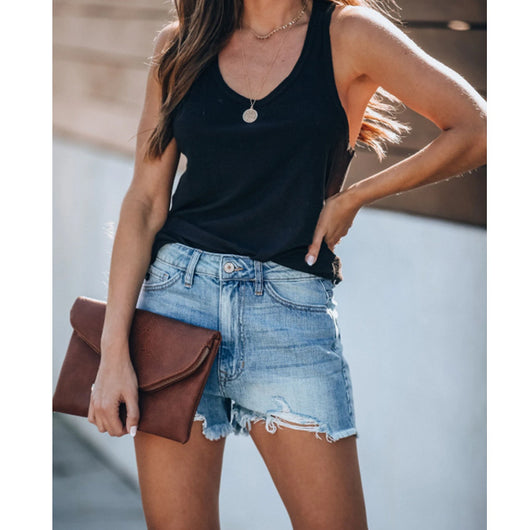 Shorts Vaqueros Rotos con Flecos Estilo Sexy - Image 2