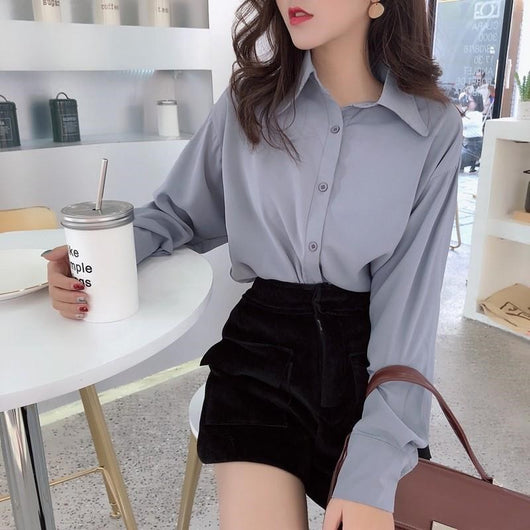 Camisa Suelta Retro Estilo Hong Kong Manga Larga Primavera Otoño - Image 9