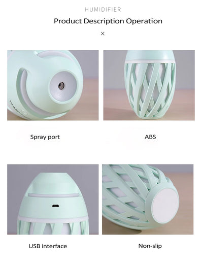 Light green football-shaped humidifier with a decorative lattice pattern and a power button on top. - Image 21