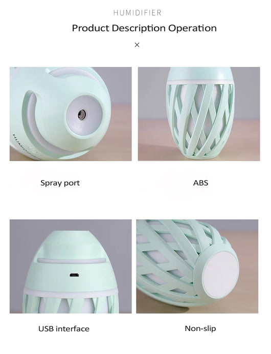 Light green football-shaped humidifier with a decorative lattice pattern and a power button on top. - Image 21