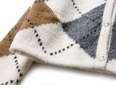Cardigan Corto de Alpaca con Contraste Geométrico para Mujer - Image 12