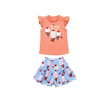 Conjunto Infantil Playera y Shorts Plisados Estilo Coreano Helado - Image 4