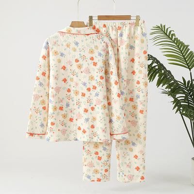Pijama Acolchado Tres Capas Mujer Suelto Solapas Calorías Ropa de Casa - Image 11