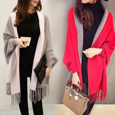 Cardigan Suéter Tipo Chal con Flecos para Mujer - Image 5