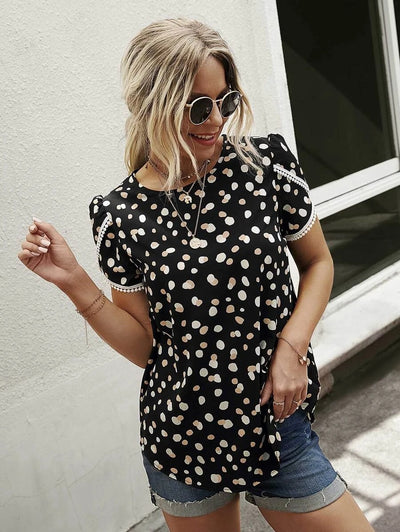 Blusa Casual para Mujer con Estampado Floral y Encaje Crochet - Image 18