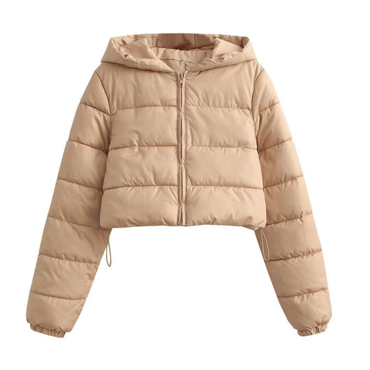 Chaqueta Puffer Corta Multicolor de Algodón con Capucha para Mujer - Image 8