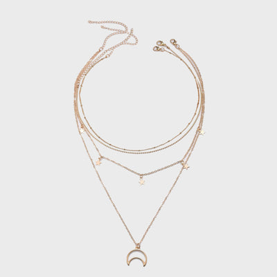 Collar de Moda Versátil con Colgante Estrella de Cinco Puntas y Luna Creciente - Image 7