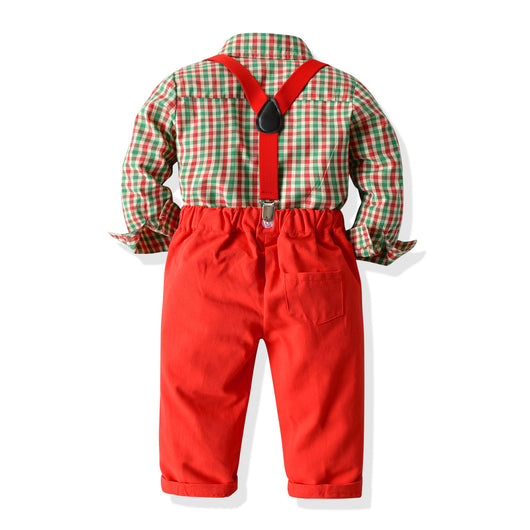 Conjunto Formal de Tirantes y Corbatín a Cuadros para Niños - Image 7