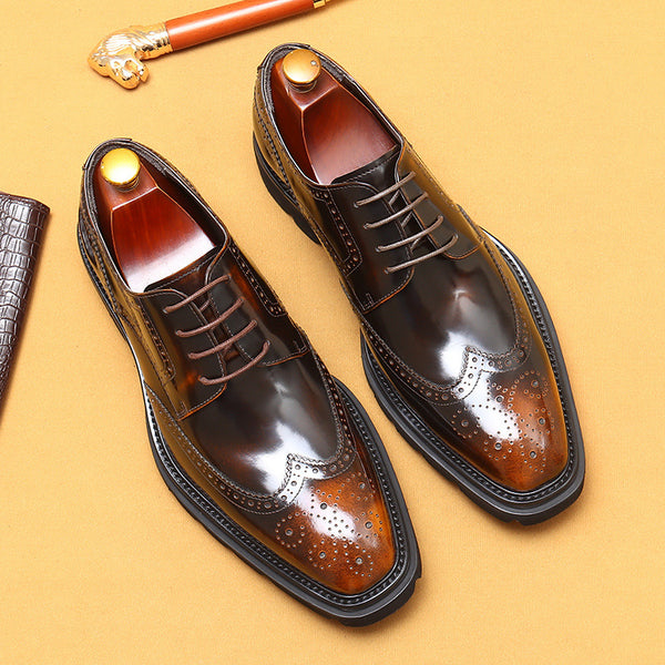 Zapatos de Cuero Grabado Estilo Business Casual Británico