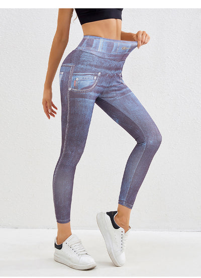 Pantalones de Yoga Denim Melocotón para Mujer - Image 18