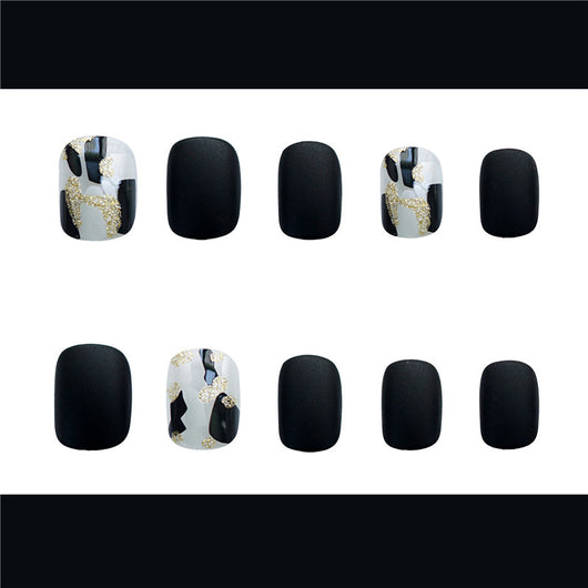 Uñas Postizas Efecto Vidrio Esmerilado Negro - Image 4