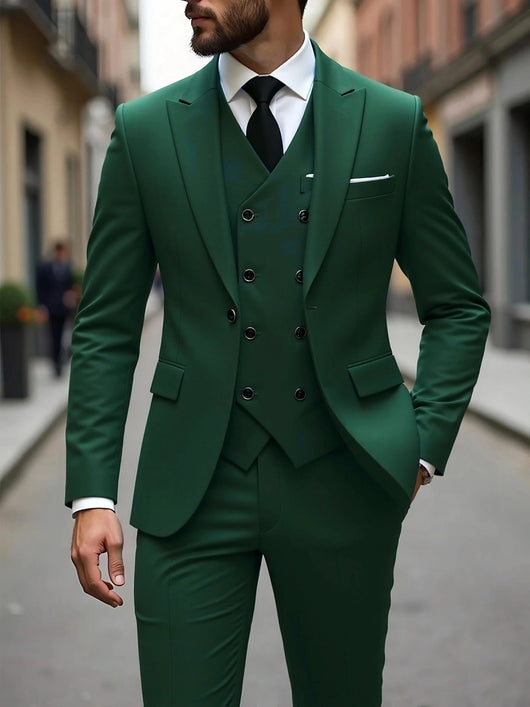 Traje de Negocios Tres Piezas Doble Botonadura para Hombre - Image 20