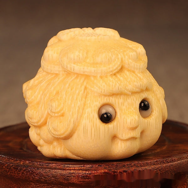 Figura de Sapo Dorado Tallada en Bamboo Macizo - Adorno Princesa de la Fortuna
