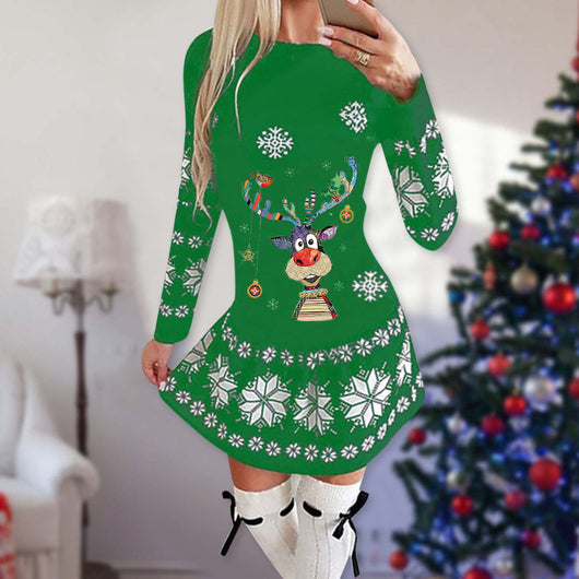 Vestido Navideño Cuello Redondo Manga Larga - Image 23
