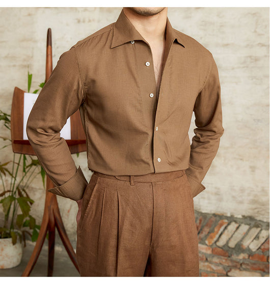 Camisa Británica de Cuello Clásico Manga Larga para Hombre - Image 8