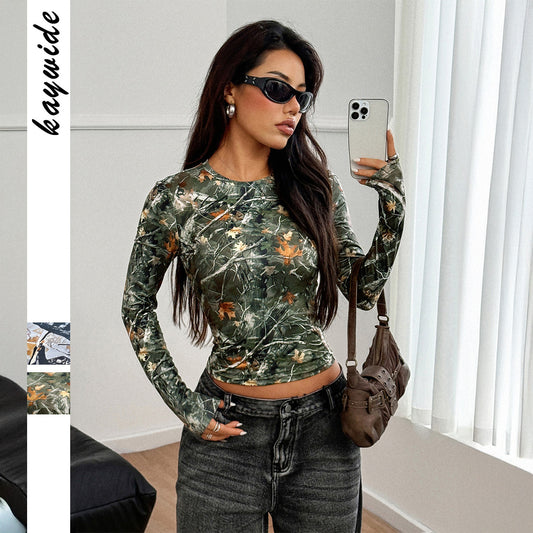 Playera Estampada de Manga Larga Hot Girl Style para Mujer