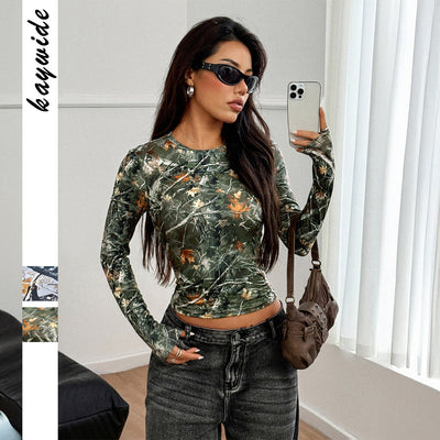 Playera Estampada de Manga Larga Hot Girl Style para Mujer