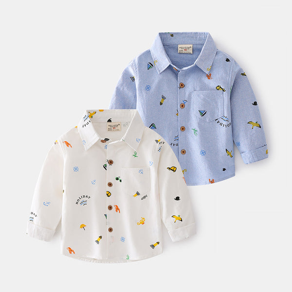 Camisa Infantil Manga Larga con Estampado Cartoon - Diseño Casual Moderno