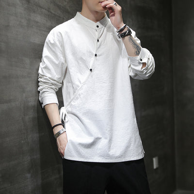 Camiseta Retro Estilo Chino para Hombre en Algodón y Lino - Image 7