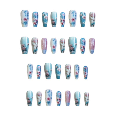 Uñas Postizas Flor Begonia Blanca - Set de 24 Piezas con Esmalte Incluido - Image 4