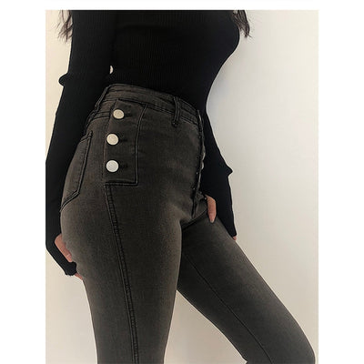 Pantalones Vaqueros Talle Alto con Botones y Tela Reforzada - Image 10